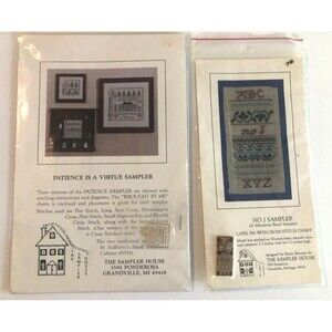 The Sampler House Patience Is A Virtue Counted Cross Stitch Chart Charm Pin Lot